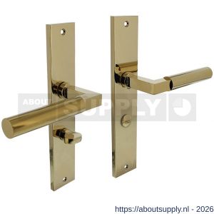 Intersteel Living 1742 deurkruk Baustil op schild rechthoekig 245x45 mm WC 63/8 mm PVD messingkleur - S26010165 - afbeelding 1