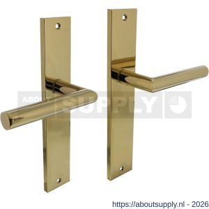 Intersteel Living 1743 deurkruk Bastian op schild rechthoekig 245x45 mm blind PVD messingkleur - S26010168 - afbeelding 1