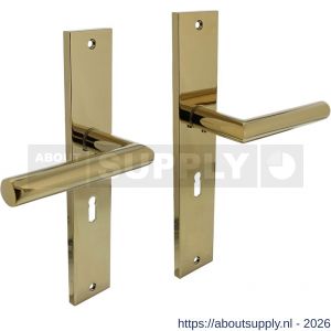 Intersteel Living 1743 deurkruk Bastian op schild rechthoekig 245x45 mm sleutelgat 56 mm PVD messingkleur - S26010170 - afbeelding 1