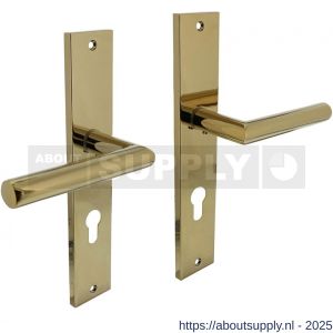 Intersteel Living 1743 deurkruk Bastian op schild rechthoekig 245x45 mm profielcilindergat 72 mm PVD messingkleur - S26010174 - afbeelding 1