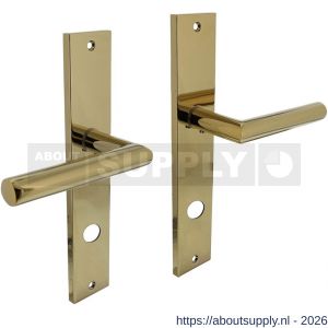 Intersteel 1743 deurkruk Bastian op schild rechthoekig 245x45 mm rondcilindergat 78 mm PVD messingkleur - S26010589 - afbeelding 1