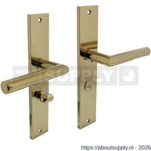 Intersteel Living 1743 deurkruk Bastian op schild rechthoekig 245x45 mm WC 63/8 mm PVD messingkleur - S26010175 - afbeelding 1