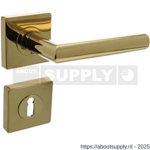 Intersteel 1747 deurkruk Bastian op rozet verdekt 55x55x10 mm met nokken en sleutelrozetten PVD messingkleur - S26010188 - afbeelding 1