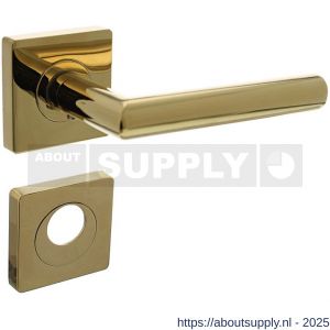 Intersteel 1747 deurkruk Bastian op rozet verdekt 55x55x10 mm met nokken en rondcilinderrozetten PVD messingkleur - S26010190 - afbeelding 1