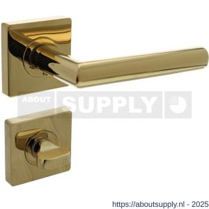 Intersteel 1747 deurkruk Bastian op rozet verdekt 55x55x10 mm met nokken en WC-sluiting met stift 7x7 mm PVD messingkleur - S26010191 - afbeelding 1
