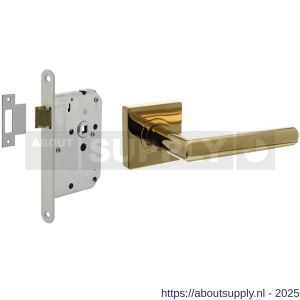 Intersteel Living 1747 set loopslot wit met deurkruk Bastian op rozet 55x55 mm PVD messingkleur - S26011039 - afbeelding 1