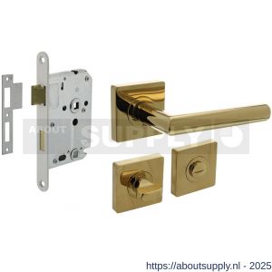Intersteel Living 1747 set toiletslot 63/8 mm wit met deurkruk Bastian op rozet 55x55 mm en WC-sluiting PVD messingkleur - S26011040 - afbeelding 1