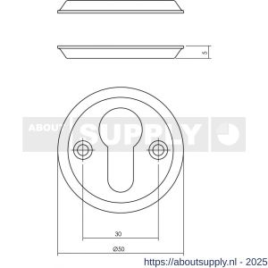 Intersteel Living 3173 cilinderrozetten diameter 50x5 mm messing gelakt - S26011110 - afbeelding 2
