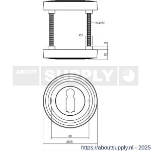 Intersteel Living 3178 sleutelrozetten verdekt met rillen diameter 55x10 mm en nokken PVD messingkleur - S26011019 - afbeelding 2