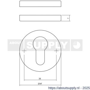 Intersteel Living 3186 cilinderrozetten verdekt diameter 49x7 mm messing gelakt - S26011112 - afbeelding 2