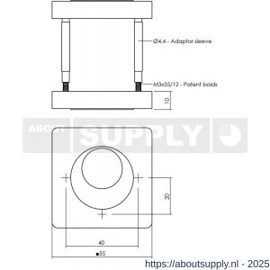 Intersteel 3191 rondcilinderrozetten verdekt 55x55x10 mm met nokken PVD messingkleur - S26010202 - afbeelding 1