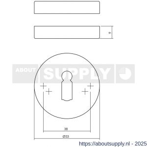 Intersteel 3410 sleutelrozetten verdekt diameter 53x9 mm PVD messingkleur - S26010902 - afbeelding 2