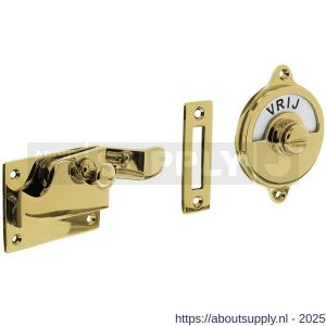 Intersteel Living 3700 WC-overslag met bocht en tekst Vrij-Bezet messing gelakt - S26007951 - afbeelding 1