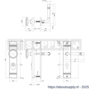 Intersteel Living 3778 voordeurbeslag Helena 239x50 mm knop-kruk profielcilindergat 72 mm met kerntrekbeveiliging PVD messingkleur - S26010205 - afbeelding 2