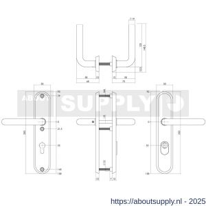 Intersteel 3787 SKG3 veiligheidsbeslag ovaal 250x50 mm kruk-kruk Luzern met veerconstructie profielcilindergat 72 mm met kerntrekbeveiliging PVD messingkleur - S26010898 - afbeelding 2