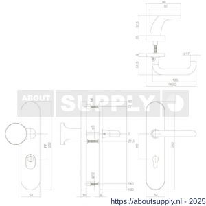 Intersteel Living 3820 SKG3 veiligheidsbeslag ovaal verdekt 252x54 mm greep-kruk Rond profielcilindergat 92 mm met kerntrekbeveiliging messing gelakt - S26003420 - afbeelding 2