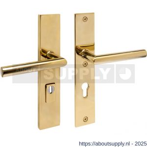 Intersteel 3964 SKG3 veiligheidsbeslag rechthoekig 250x50 mm kruk-kruk Jura met veerconstructie profielcilindergat 72 mm met kerntrekbeveiliging PVD messingkleur - S26010889 - afbeelding 1