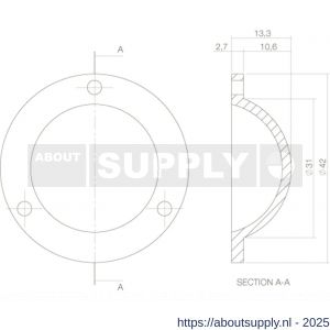 Intersteel Living 3975 afdekplaatje voor bout voordeurknop messing gelakt - S26007543 - afbeelding 2