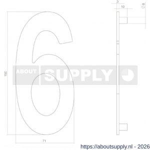 Intersteel 4020 huisnummer 6 150 mm PVD messingkleur - S26010875 - afbeelding 2