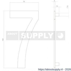 Intersteel 4020 huisnummer 7 150 mm PVD messingkleur - S26010874 - afbeelding 2