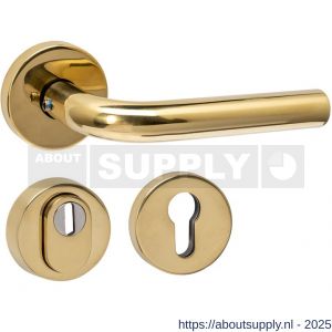 Intersteel 4057 set achterdeurbeslag rond deurkruk Luzern met massieve rozetten en SKG3 veiligheidsrozetten PVD messingkleur - S26010870 - afbeelding 1