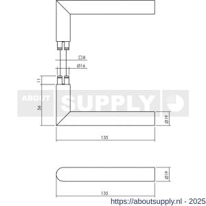 Intersteel 4057 set achterdeurbeslag vierkant deurkruk Jura met massieve rozetten en SKG3 veiligheidsrozetten PVD messingkleur - S26010868 - afbeelding 2