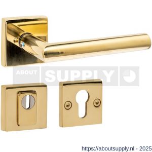 Intersteel 4057 set achterdeurbeslag vierkant deurkruk Jura met massieve rozetten en SKG3 veiligheidsrozetten PVD messingkleur - S26010868 - afbeelding 1