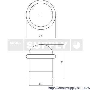 Intersteel Living 4420 deurstop met zwarte ring diameter 32x45 mm messing gelakt - S26007386 - afbeelding 2