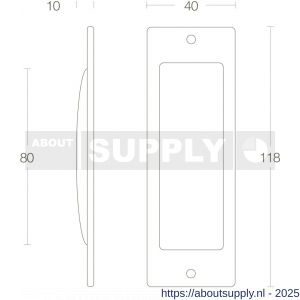 Intersteel Living 4476 schuifdeurkom rechthoekig 120x40 mm opschroevend messing gelakt - S26007651 - afbeelding 2