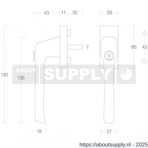 Intersteel Living 6616 raamkruk zwaar afsluitbaar messing gelakt - S26003787 - afbeelding 2