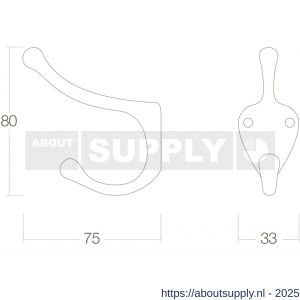 Intersteel Living 6926 kapstokhaak scheepsmodel lang messing gelakt - S26007766 - afbeelding 2