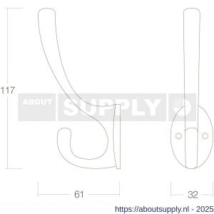 Intersteel Living 6926 kapstokhaak ovaal messing gelakt - S26007765 - afbeelding 2
