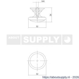 Intersteel Living 8477 meubelknop afgerond diameter 32 mm messing gelakt - S26007863 - afbeelding 2