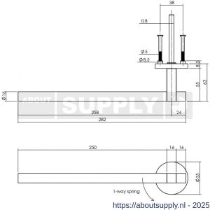 Intersteel 0719 deurkruk gatdeel links Shiraat by Grand en Johnson op rozet verdekt diameter 55x8 mm PVD messing mat - S26011285 - afbeelding 2