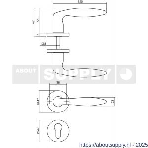 Intersteel 0199 deurkruk Sigaar op rozet verdekt diameter 49x7 mm en cilinderrozetten chroom - S26010618 - afbeelding 2