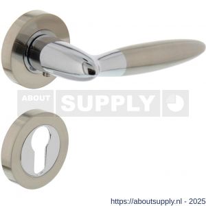 Intersteel 1682 deurkruk Elen op rozet verdekt diameter 52x10 mm met nokken en cilinderrozetten chroom-nikkel mat - S26004832 - afbeelding 1