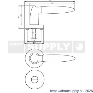 Intersteel 1682 deurkruk Elen op rozet verdekt diameter 52x10 mm met nokken en WC-sluiting met stift 8x8 mm chroom-nikkel mat - S26004833 - afbeelding 2