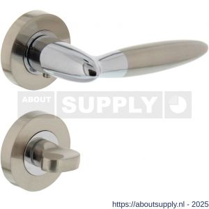 Intersteel 1682 deurkruk Elen op rozet verdekt diameter 52x10 mm met nokken en WC-sluiting met stift 8x8 mm chroom-nikkel mat - S26004833 - afbeelding 1