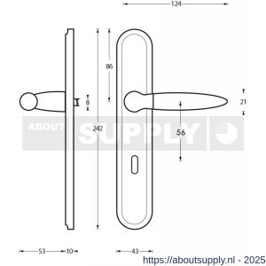 Intersteel Living 1682 deurkruk Elen op schild ovaal 242x43 mm sleutelgat 56 mm chroom-nikkel mat - S26004839 - afbeelding 2