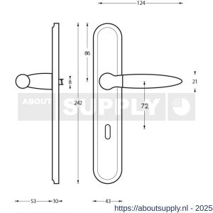 Intersteel 1682 deurkruk Elen op schild ovaal 242x43 mm sleutelgat 72 mm chroom-nikkel mat - S26004841 - afbeelding 2
