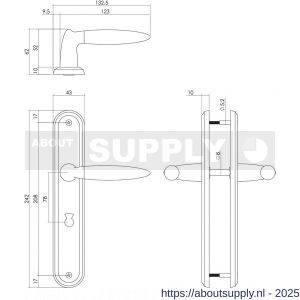 Intersteel 1682 deurkruk Elen op schild ovaal 242x43 mm WC 78/8 mm chroom-nikkel mat - S26004845 - afbeelding 2