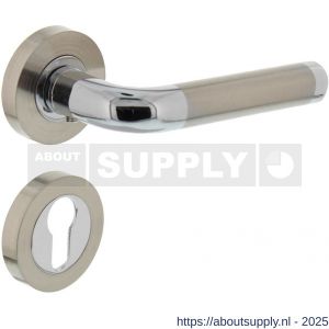 Intersteel 1683 deurkruk Agatha op rozet verdekt diameter 52x10 mm met nokken en cilinderrozetten chroom-nikkel mat - S26004847 - afbeelding 1