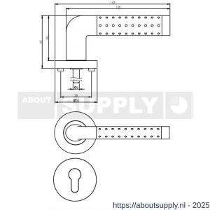 Intersteel 1684 deurkruk Marion op rozet verdekt diameter 52x10 mm met nokken en cilinderrozetten chroom-nikkel mat - S26004872 - afbeelding 2