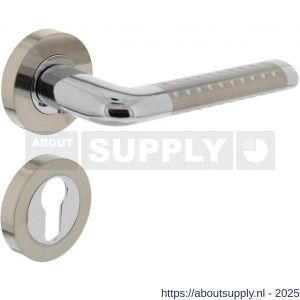 Intersteel 1684 deurkruk Marion op rozet verdekt diameter 52x10 mm met nokken en cilinderrozetten chroom-nikkel mat - S26004872 - afbeelding 1