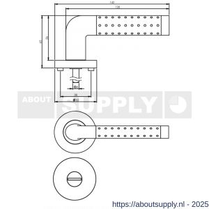 Intersteel 1684 deurkruk Marion op rozet verdekt diameter 52x10 mm met nokken en WC-sluiting met stift 8x8 mm chroom-nikkel mat - S26004873 - afbeelding 2