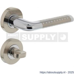 Intersteel 1684 deurkruk Marion op rozet verdekt diameter 52x10 mm met nokken en WC-sluiting met stift 8x8 mm chroom-nikkel mat - S26004873 - afbeelding 1