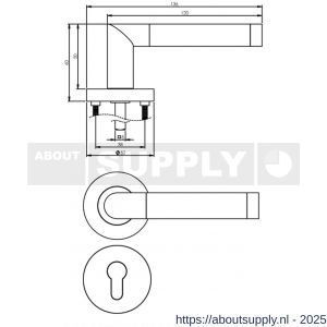 Intersteel 1685 deurkruk Nicol op rozet verdekt diameter 52x10 mm met nokken en cilinderrozetten chroom-nikkel mat - S26004884 - afbeelding 2