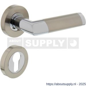 Intersteel 1685 deurkruk Nicol op rozet verdekt diameter 52x10 mm met nokken en cilinderrozetten chroom-nikkel mat - S26004884 - afbeelding 1