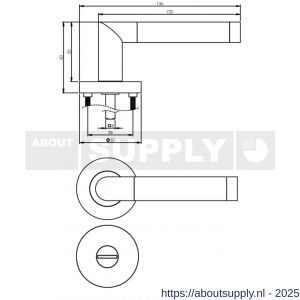 Intersteel 1685 deurkruk Nicol op rozet verdekt diameter 52x10 mm met nokken en WC-sluiting met stift 8x8 mm chroom-nikkel mat - S26004885 - afbeelding 2