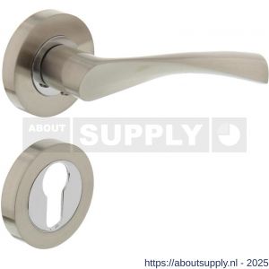 Intersteel 1687 deurkruk Giussy op rozet verdekt diameter 52x10 mm met nokken en cilinderrozetten nikkel mat - S26004894 - afbeelding 1